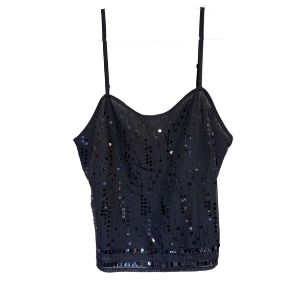 NY & Co Tops - Vintage Y2K Cropped Sequin Cami Top Large Whimsigoth Fairy Glam Grunge Coquette